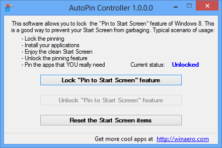Disable Auto Pinning windows 8